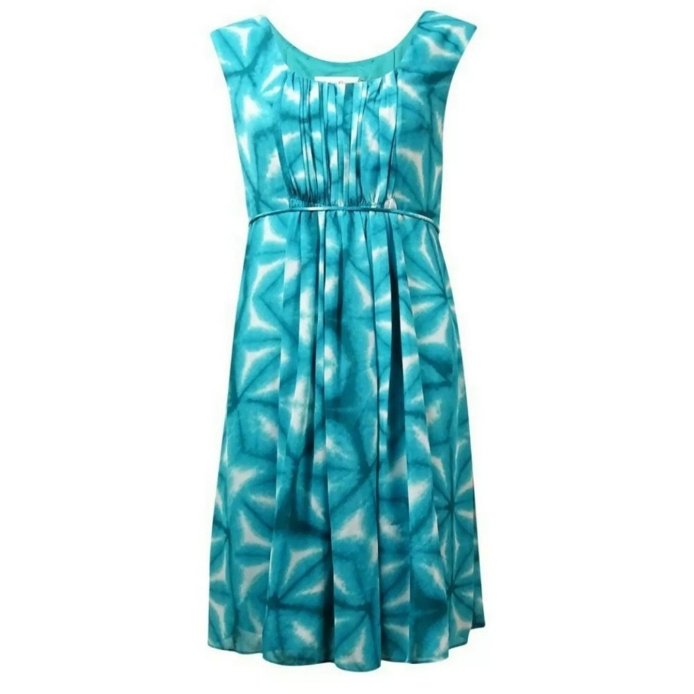 CALVIN KLEIN Pleated Tie-Dyed Crepe Dress Womens size 14